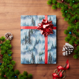 Pinienwald im Schnee Geschenkpapier
