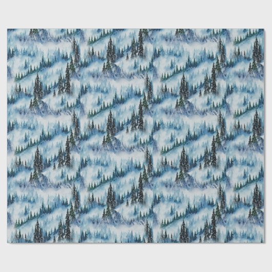 Pinienwald im Schnee Geschenkpapier (Flach)