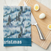 Pinienwald im Schnee Geschirrtuch (Viertel Falte)