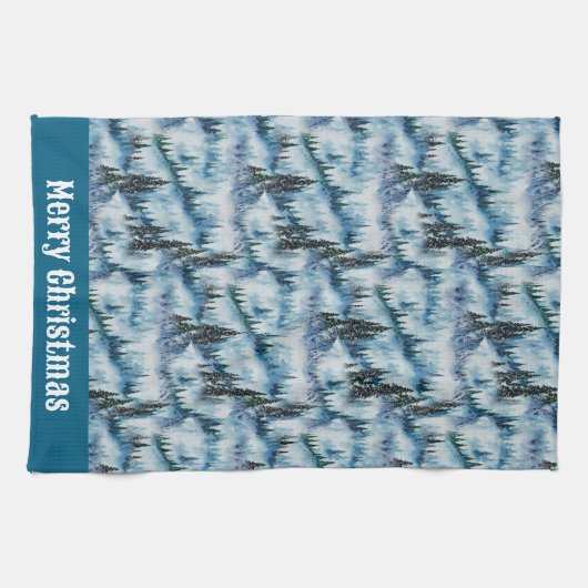 Pinienwald im Schnee Geschirrtuch (Horizontal)