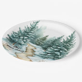 Pinienwald im Winter Brautparty Pappteller (Schrägansicht)