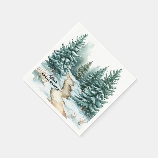 Pinienwald im Winter Brautparty Serviette (Ecke)
