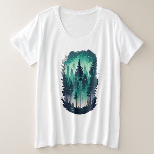 Pinienwald Landschaft Frauen Plus Größe Große Größe T-Shirt (Design vorne)