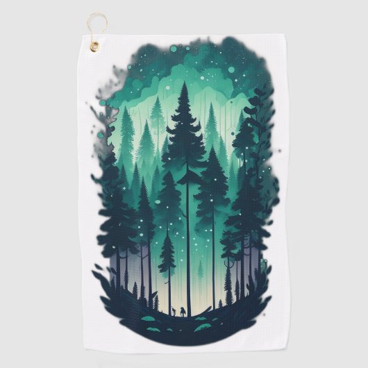 Pinienwald-Landschaft Golfhandtuch (Vorderseite)