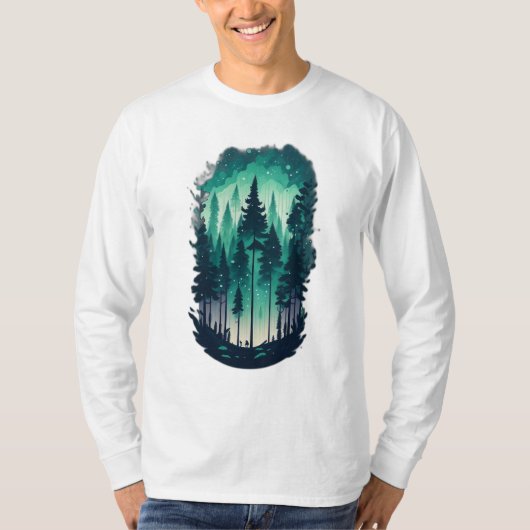 Pinienwald Landschaft Long Sleeve T-Shirt (Vorderseite)