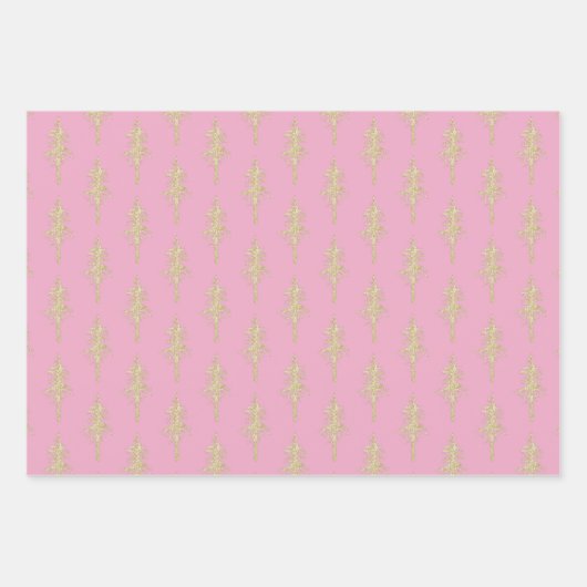 Pinienwald Rosa Himbeere Rot Geschenkpapier Set (Vorderseite 3)