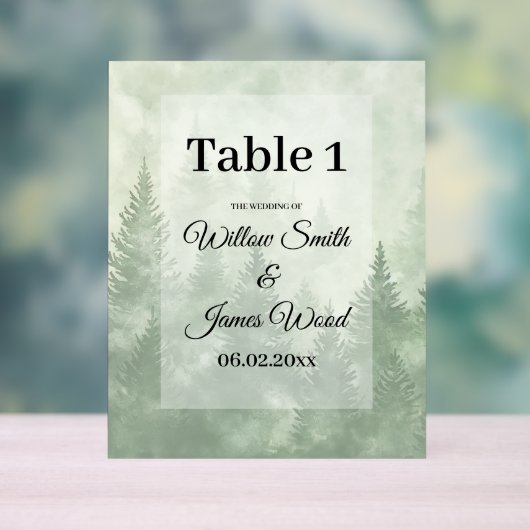 Pinienwald Rustikale Minimalistische Landhochzeit Acrylschild (Neutral)