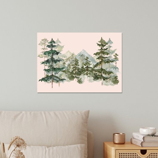 Pinienwald und Bergästhesie Leinwanddruck