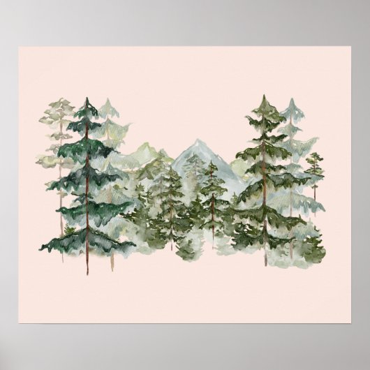 Pinienwald und Bergästhesie Poster (Vorne)