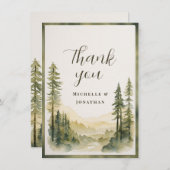 Pinienwald und Hochzeit im Gebirge Dankeskarte (Vorne/Hinten)