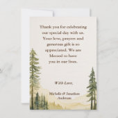 Pinienwald und Hochzeit im Gebirge Dankeskarte (Rückseite)