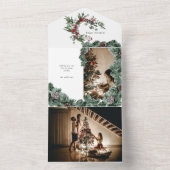 Pinienwald Wintergrün Personalisiertes Foto All In One Einladung (Innen Boden)