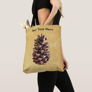 Pinienzapfen auf Vintage-Papier Tasche