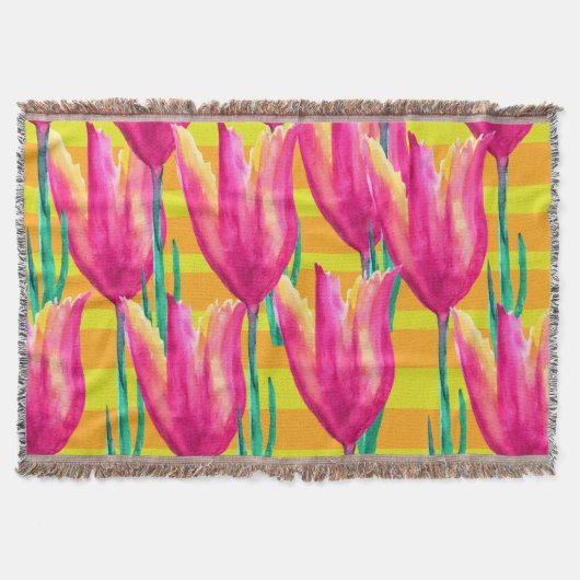 Pinik Tulips Muster Blanket Decke (Vorderseite)