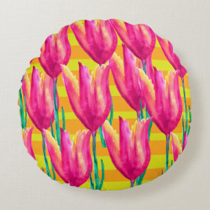 Pinik Tulips Muster Rundkissen Rundes Kissen