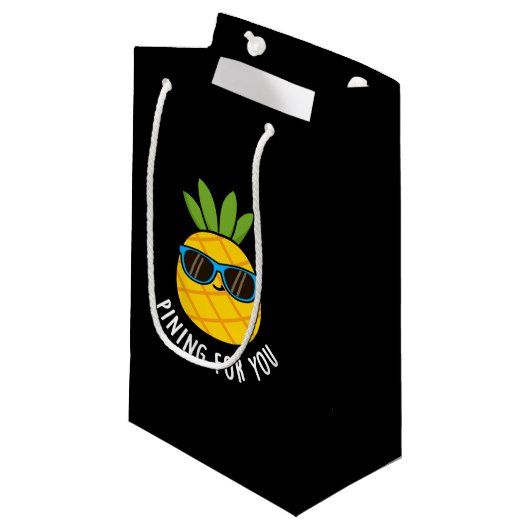 Pining für Sie lustige Ananas Pun Dark BG Kleine Geschenktüte (Vorderseite Schrägansicht)