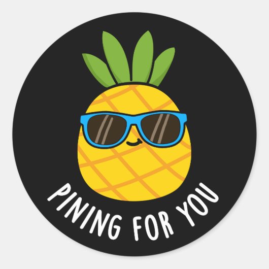 Pining für Sie lustige Ananas Pun Dark BG Runder Aufkleber (Vorderseite)