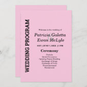 Pink 12x18 Wedding Programm (Vorne/Hinten)