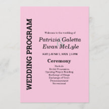 Pink 12x18 Wedding Programm
