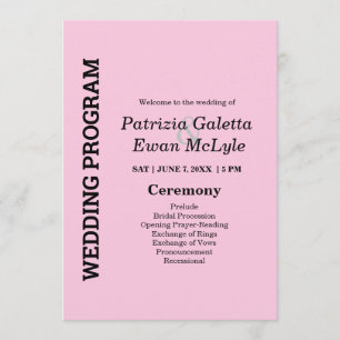 Pink 12x18 Wedding Programm