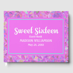 Pink 16 Birthday Personalisiert Guest Book Geometr Gästebuch