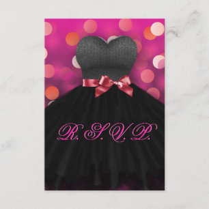 Pink 16 . Geburtstag Black Dress Birthday UAWG RSVP Karte