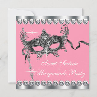 Pink 16 . Geburtstag Masquerade Party Einladungen