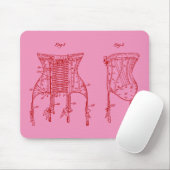 Pink 1908 Corset Illustration Mousepad (Mit Mouse)