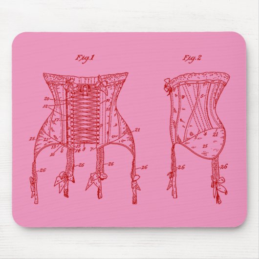Pink 1908 Corset Illustration Mousepad (Vorne)