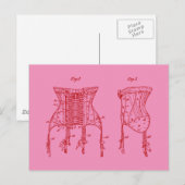 Pink 1908 Corset Illustration Postkarte (Vorne/Hinten)