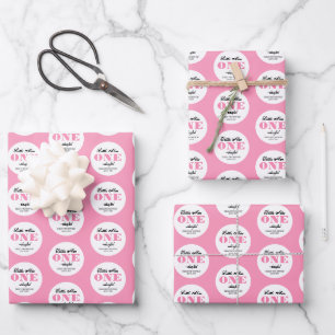 Pink 1. Geburtstag Geschenkpapier Set