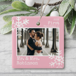 Pink 1. Weihnachten Mr. & Mrs. Foto Keramikornament