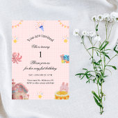 Pink 1st Birthday Invitation  Einladung