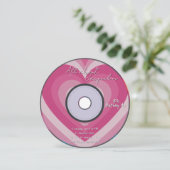Pink 2000s Aura Hearts Music CD Birthday Einladung (Stehend Vorderseite)