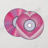 Pink 2000s Aura Hearts Music CD Birthday Einladung (Vorne/Hinten)