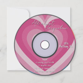 Pink 2000s Aura Hearts Music CD Birthday Einladung