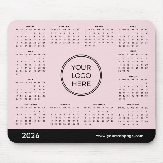 Pink 2026 Business Calendar Mouse Pad Mousepad (Vorne)