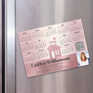 Pink 2026 Calendar Foto QR Code Magnet