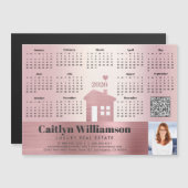 Pink 2026 Calendar Foto QR Code Magnet (Vorne/Hinten)