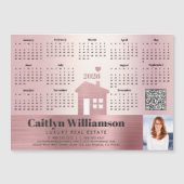 Pink 2026 Calendar Foto QR Code Magnet (Vorderseite)