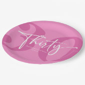 Pink 30. 30. Geburtstagsparty Pappteller (Schrägansicht)