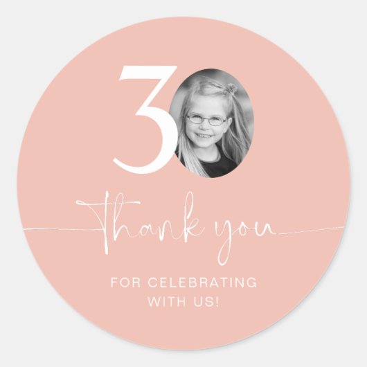 Pink 30. Geburtstag Vielen Dank Runder Aufkleber (Vorderseite)
