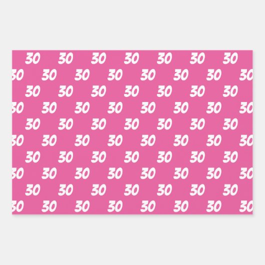 PINK 30th Happy Birthday Individuelle Name Geschenkpapier Set (Vorderseite)
