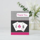 Pink 3 aces vegas Hochzeit Danke Karten (Stehend Vorderseite)