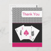 Pink 3 aces vegas Hochzeit Danke Karten (Vorne/Hinten)