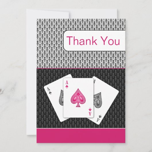 Pink 3 aces vegas Hochzeit Danke Karten (Vorderseite)