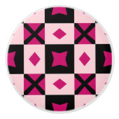 Pink 3 tone checkered door pull keramikknauf (Vorderseite)
