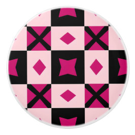 Pink 3 tone checkered door pull keramikknauf