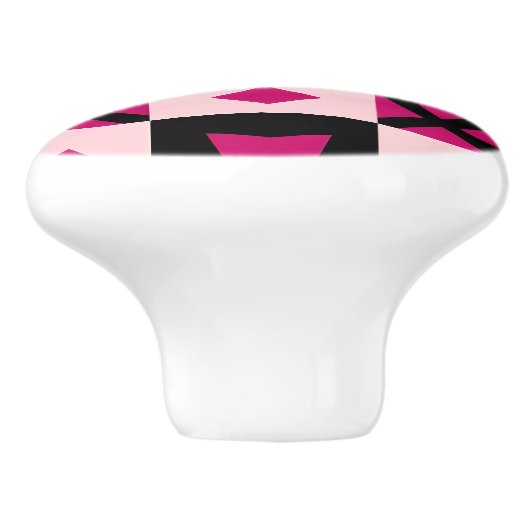 Pink 3 tone checkered door pull keramikknauf (Seitenansicht)