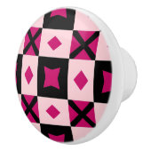 Pink 3 tone checkered door pull keramikknauf (Rechts)
